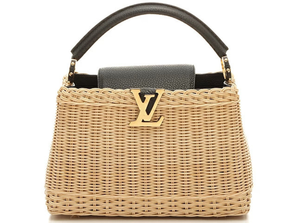 LOUIS VUITTON Capucines Black Beige Cream Taurillon Leather Basket